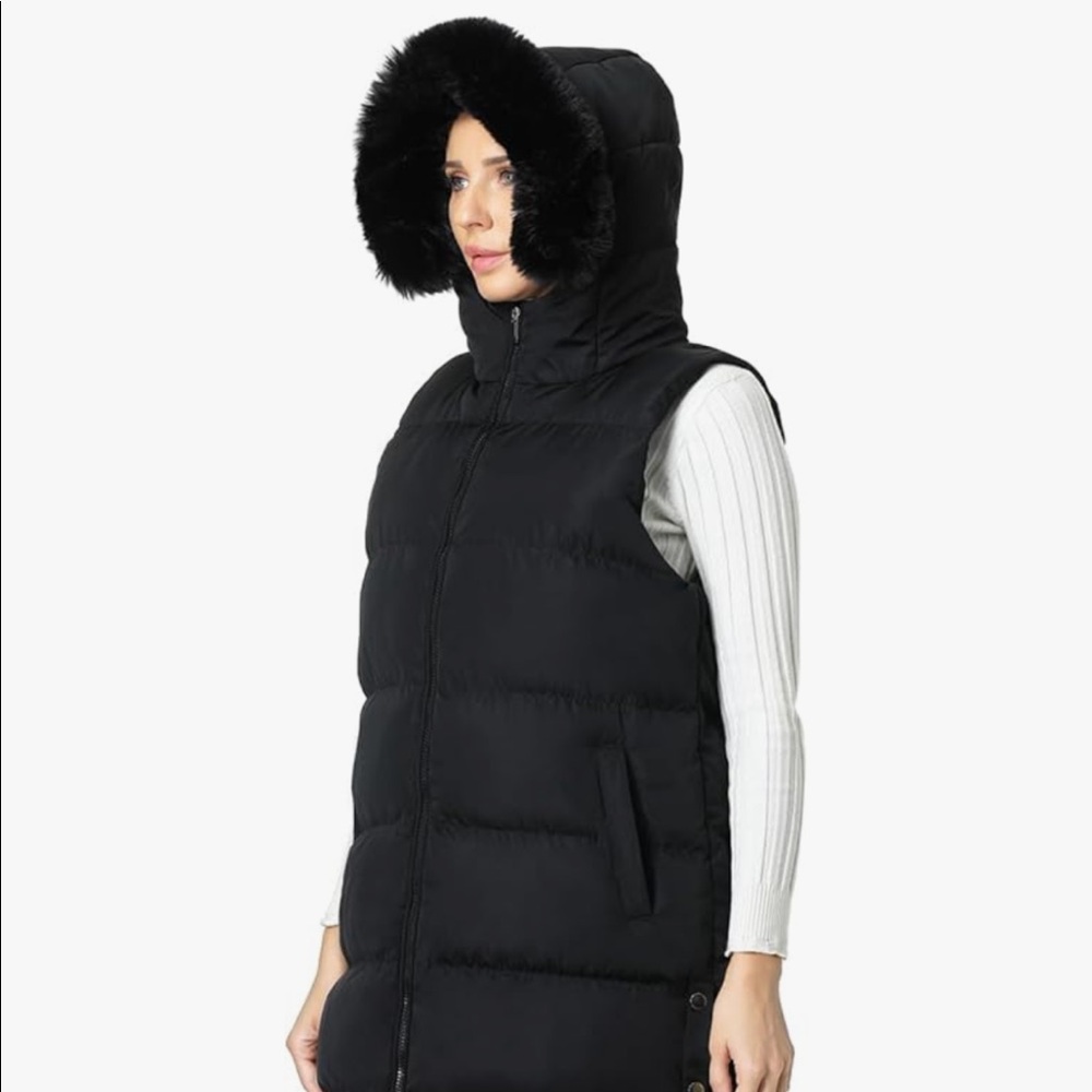 Women's Waterproof Long Puffer Vest Sleeveless Warm Winter Coat - Picture 3 of 8